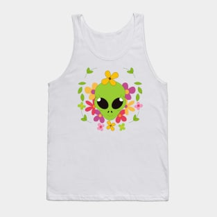 Adorable alien with flowers Tank Top